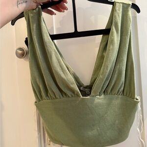 Green Sleeveless Crop Top